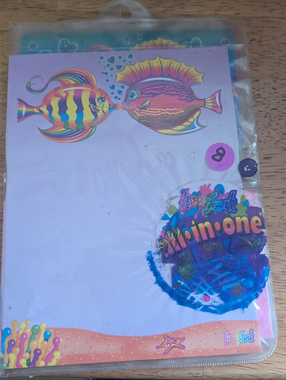 Lisa Frank Pink Tropical Fish Kissing Notepad